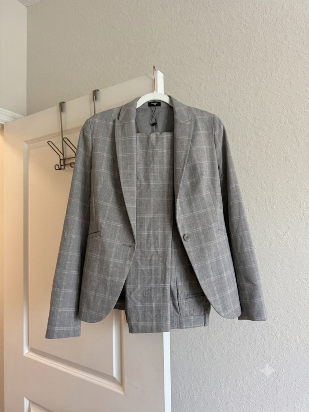 Express Gray Windowpane Suit Jacket & Pants